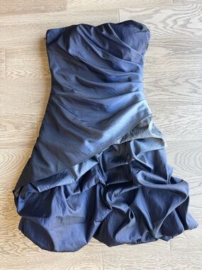 Suzy Shier Strapless Navy Blue Ruched Party Dress size 6